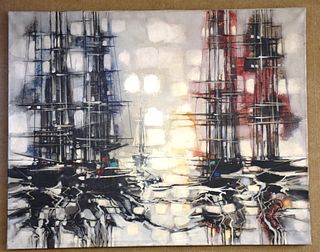 Max Gunther, oil on Canvas, abstract city scape