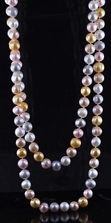 52" colored pearl necklace with 9-10 mm pearls