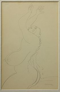 Gaston LaChaise (New York, 1882-1935) graphite drawing