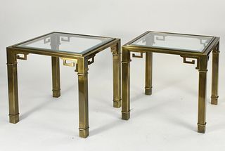 Pair of Mastercraft Chinese-inspired brass end tables