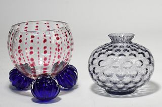 Hartley art glass bowl along w/ art glass vase