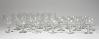 Set of 23 Lalique Saint Hubert crystal stemware