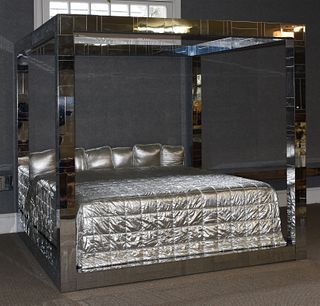 Paul Evans "Cityscape" polished chrome king bed