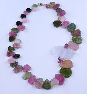 Necklace set w/ tourmaline & quartz