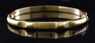 14K hinged bangle bracelet modernist design