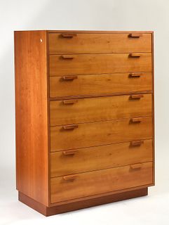 20th C. cherry seven-drawer chest made by Charles Webb