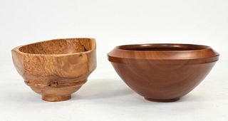 Two Dustin Coates turned wooden bowls