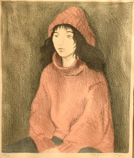 Raphael Soyer colored lithograph