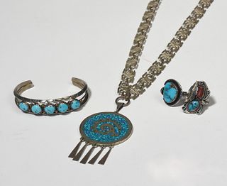 Sterling & turquoise jewelry lot