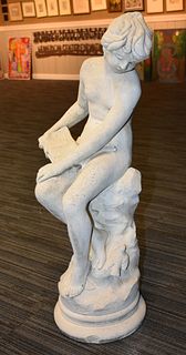 Cast stone garden sculpture of nude female
