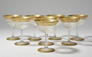Set of eight St. Louis thistle pattern champagnes