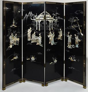 Chinese four-panel folding screen