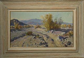Oil on masonite, Western landscape, W. Darling