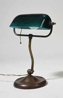 Emeralite desk lamp with brass base