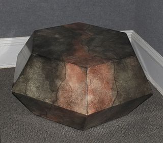 Faux stone hexagonal coffee table