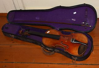 Tiger maple violin with bow and case