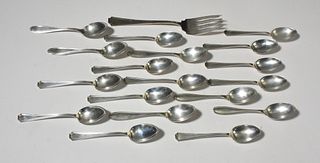 Nineteen pieces of sterling silver flatware