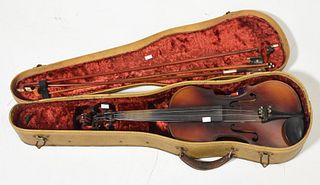 Maple violin with three bows