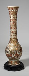 19th C. Japanese satsuma tall vase on stand