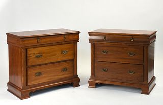 Pair of custom made three drawer chests
