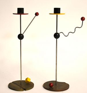 Pair of modern design candlesticks