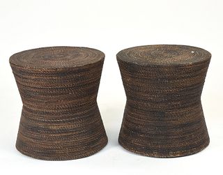 Pair of modern wicker drum stands