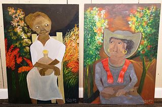 2 Haitian oil paintings on masonite