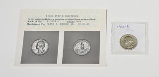 1932-D quarter with ANACS certificate