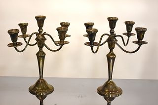 Pair of Rogers Sterling silver four-branch candelabras