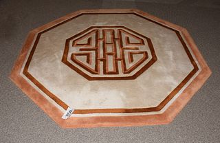 Octagonal modern Asian rug