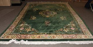 Green roomsize Chinese rug