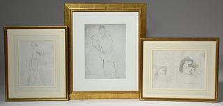 Three graphite sketches by George De Forest Brush