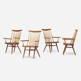 George Nakashima, New Chairs with Arms, set of four