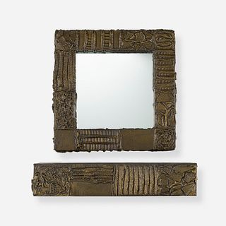 Paul Evans, Custom Sculpted Bronze console and mirror