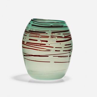 Dale Chihuly, Early Teal Basket with Oxblood Spots