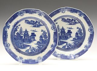 2 J. Heath Blue & White Plates