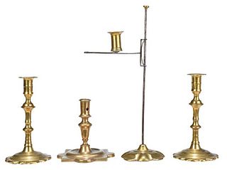 Group of Four Brass Candlesticks