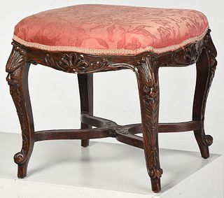 Provincial Louis XV Style Upholstered Foot Stool