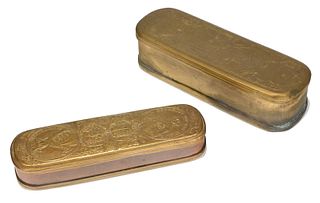 Two Dutch Brass Tobacco Boxes