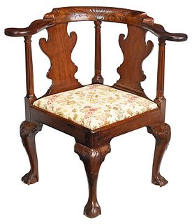 George II Carved Mahogany Corner Chair