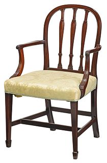 George III Mahogany Open Arm Chair 