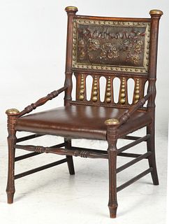Aesthetic Movement Tooled Leather Side Chair