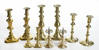 Collection of 22 Brass Candlesticks