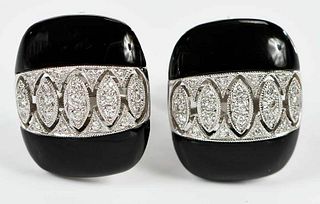 14kt. Diamond & Black Onyx Earrings