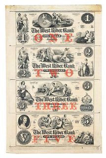 Uncut Sheet Currency The West River Bank