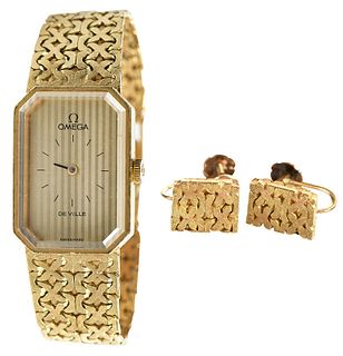 Omega 18kt. Watch and Earclips