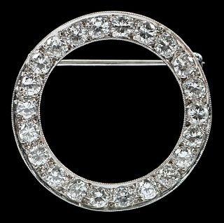 Platinum Diamond Circle Brooch
