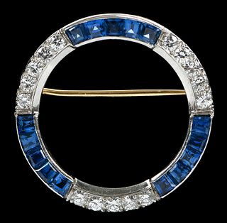 Tiffany & Co. Platinum, Diamond & Sapphire Brooch