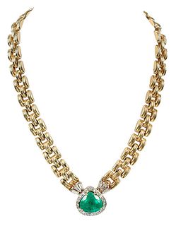 14kt. Emerald and Diamond Necklace