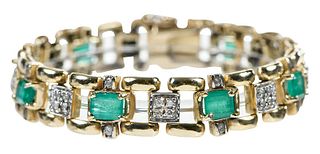 14kt. Emerald and Diamond Bracelet